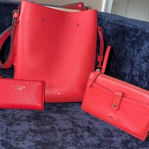 Kate Spade Vibrant Orange Shoulder Bag Set
